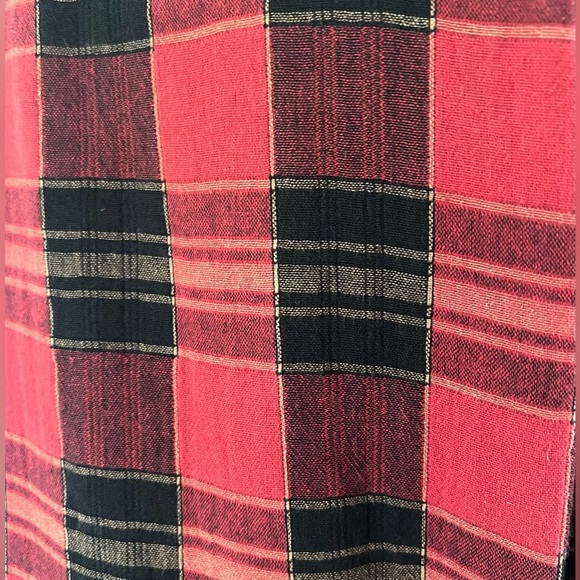 POL Red and Black Plaid Oversize Blazer Lightweight Double Breasted Long Jacket - Picture 7 of 17